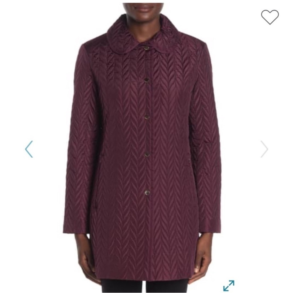 Kate Spade quilted snap button jacket rich eggplant pockets snap closure Sz M
